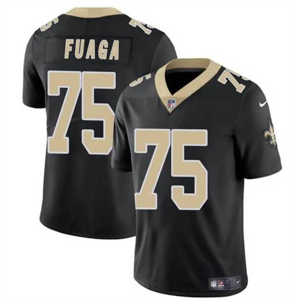 Men & Women & Youth New Orleans Saints #75 Taliese Fuaga Black 2024 Draft Vapor Limited Stitched Jersey